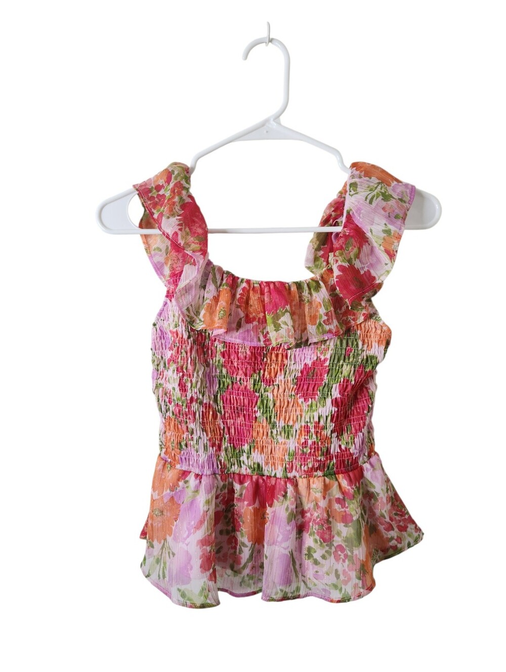 Lauren Conrad Floral Ruffle Smocked Top